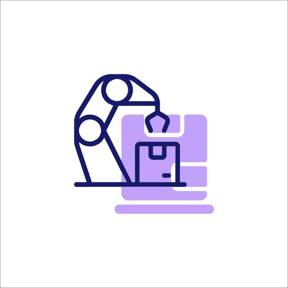 A robot is holding a box in its hand vector