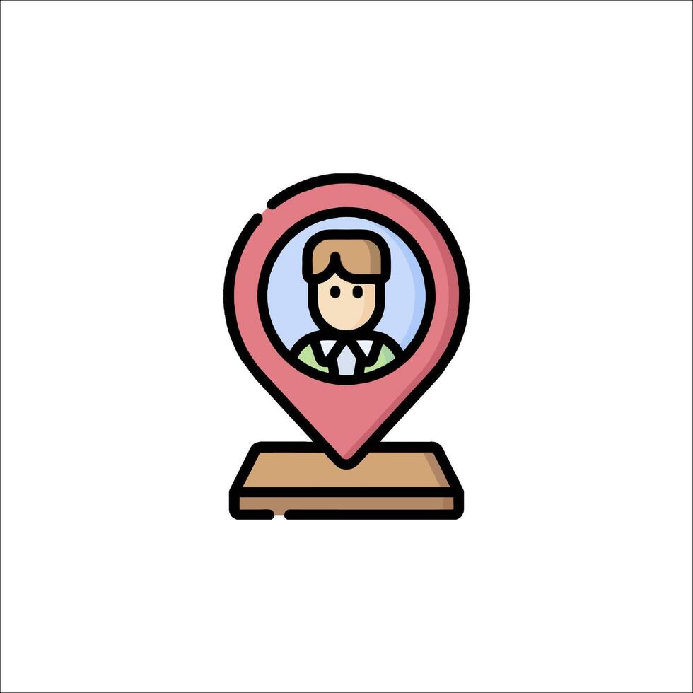A map pin with a person in the center vector