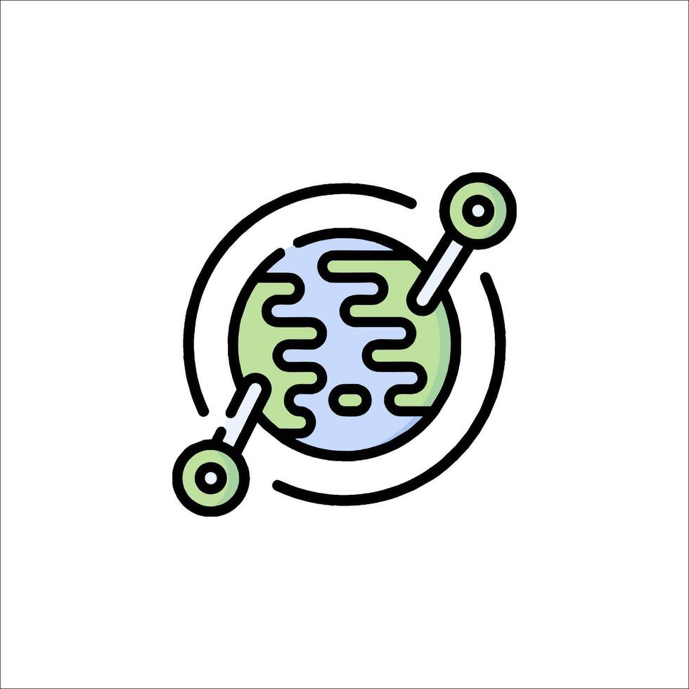 A globe with two lines connecting it vector