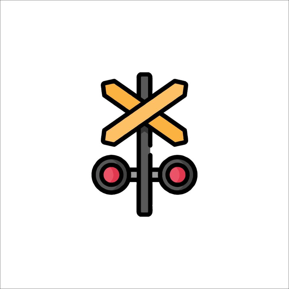 A railroad crossing sign with a red arrow vector