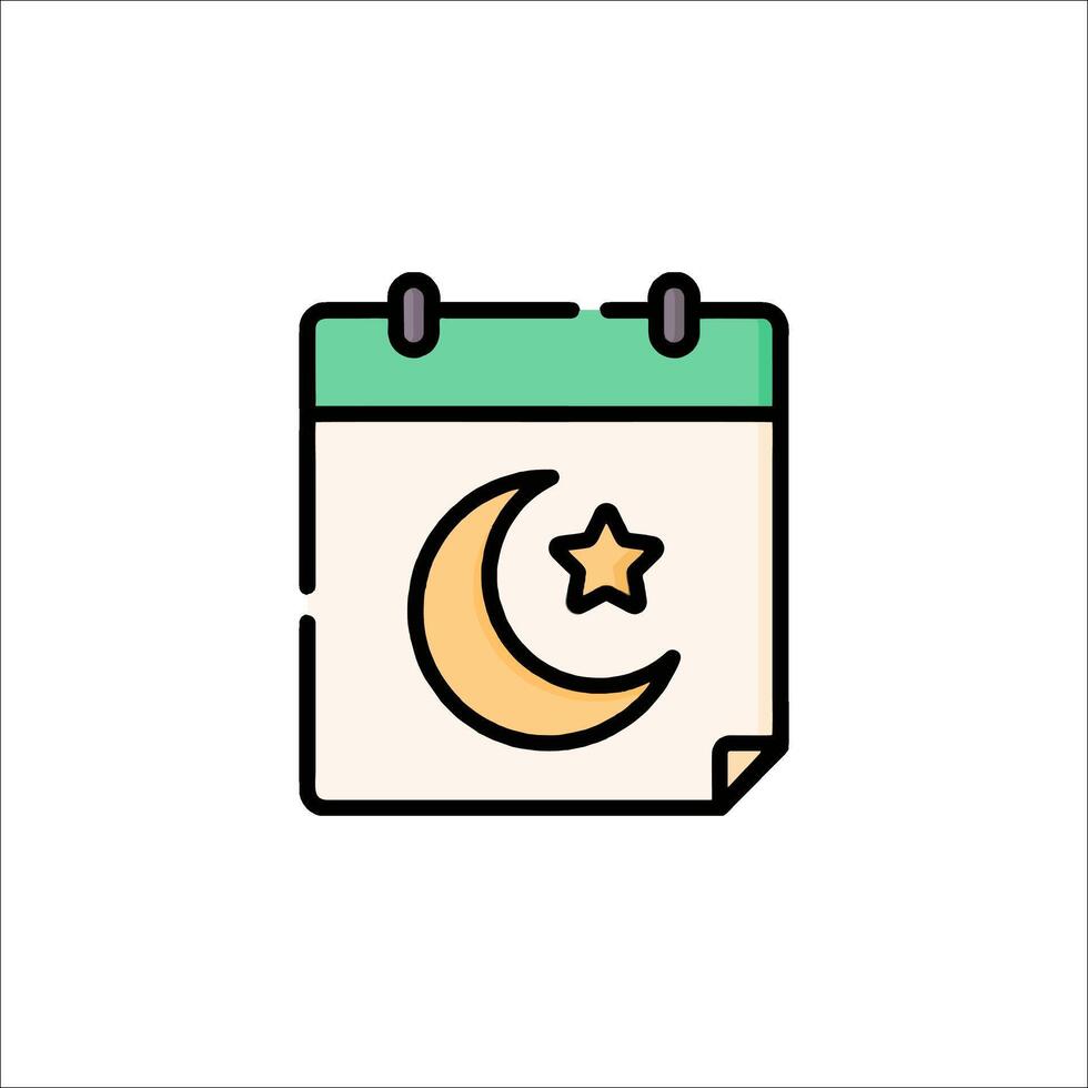 A calendar with a crescent and star on it vector
