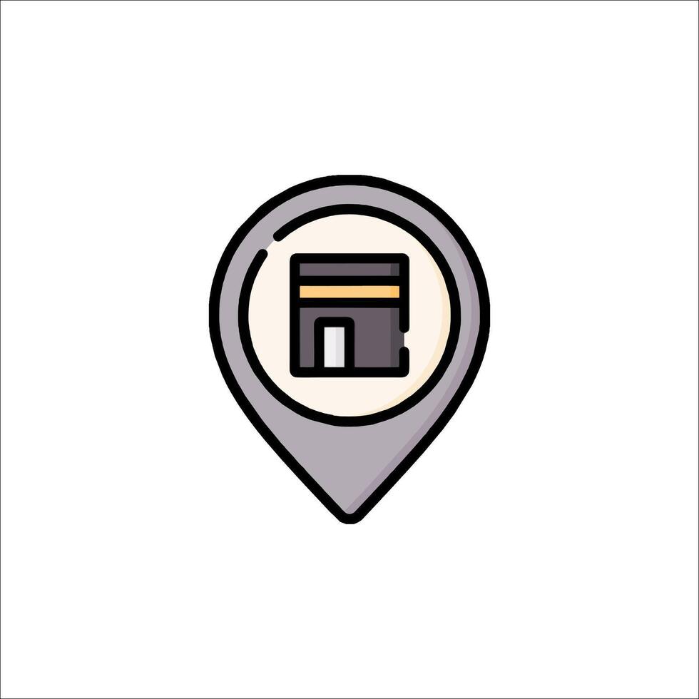 A map pin with a bank building icon vector