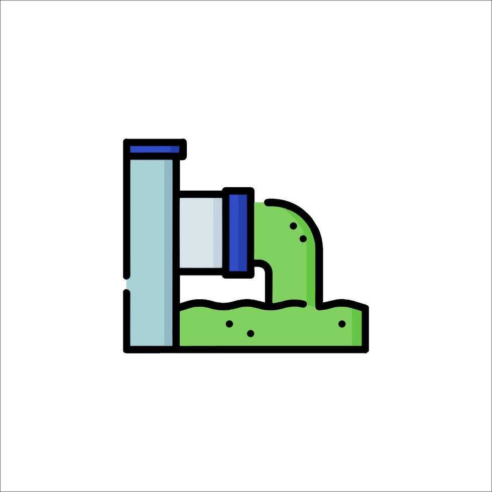 A green pipe with a green liquid coming out of it vector