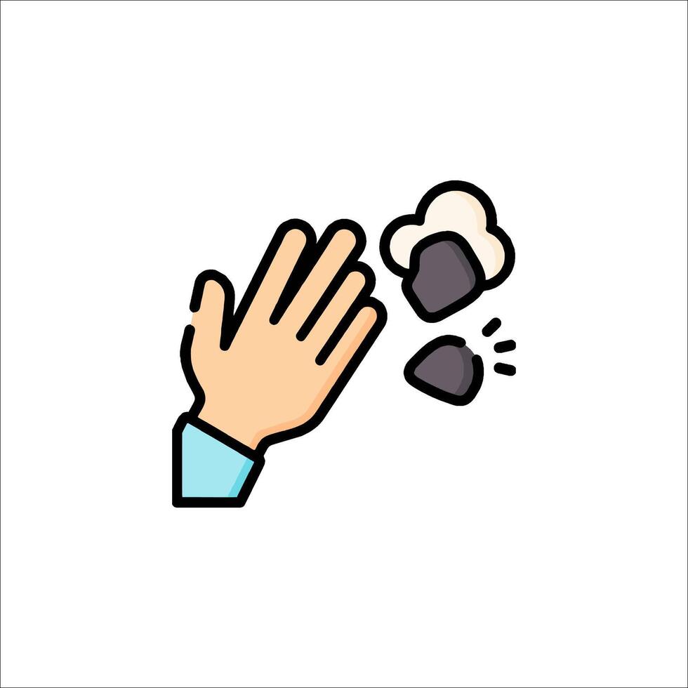 A hand reaching out to grab a rock vector