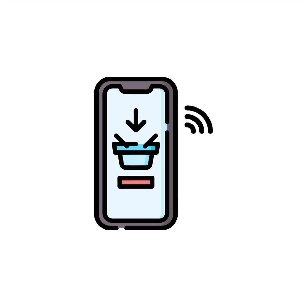 A smartphone with a shopping cart icon vector