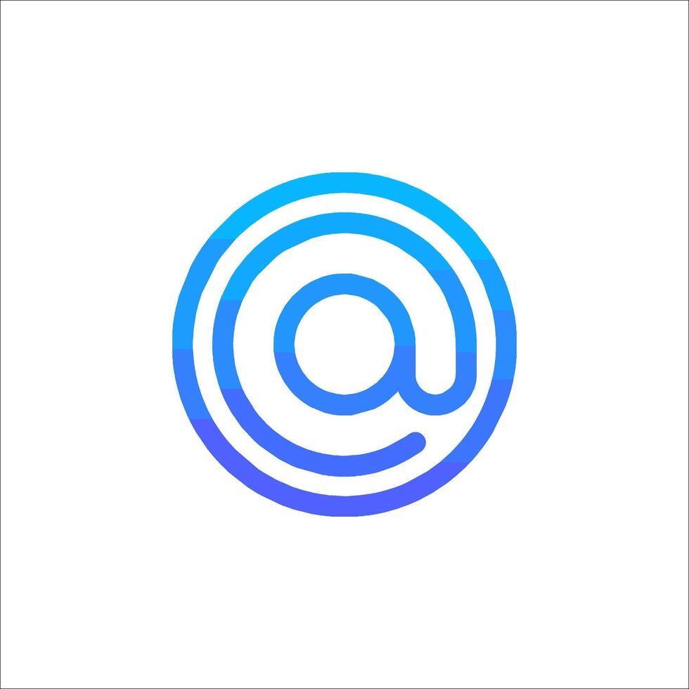 An at sign with blue and white colors vector