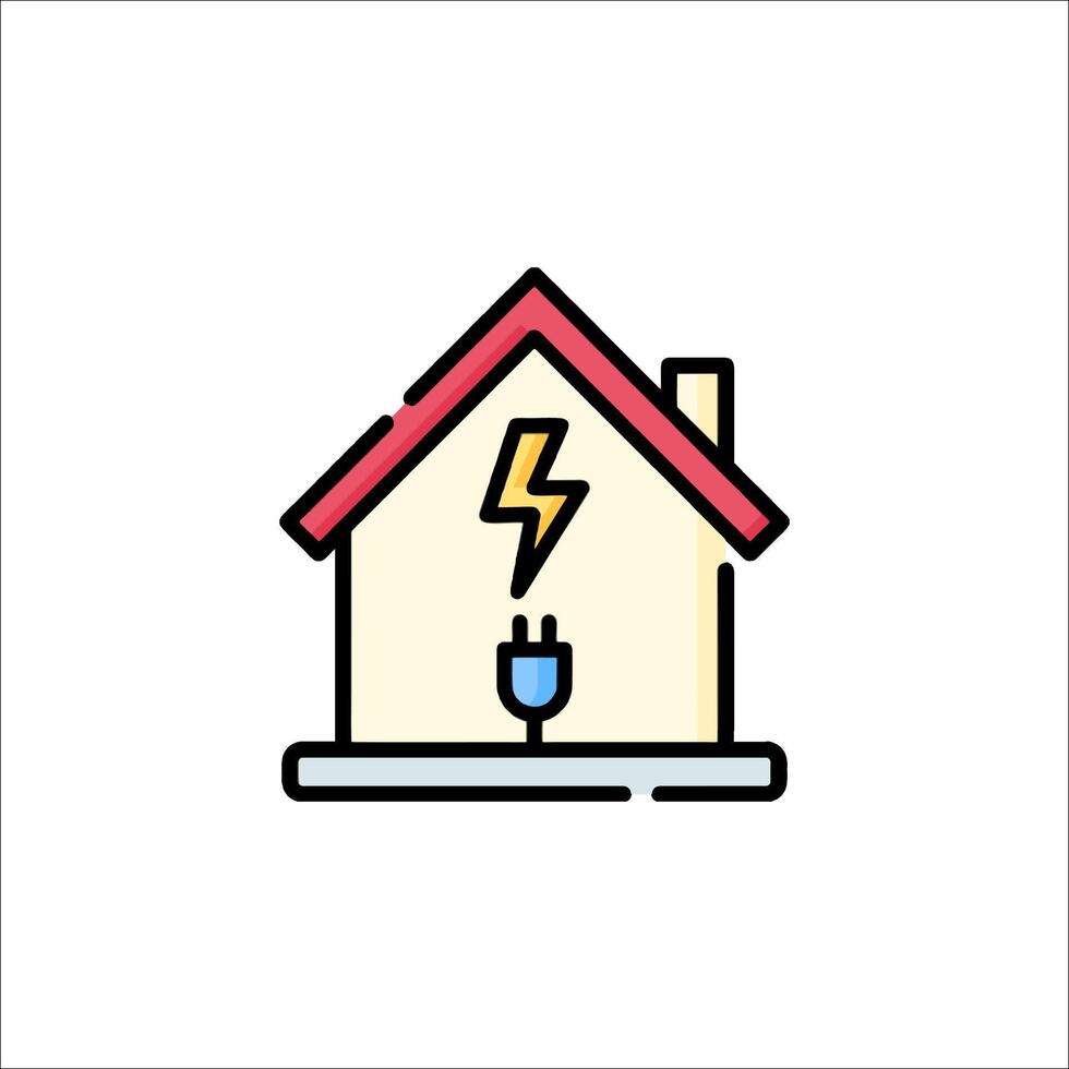 Electricity icon with lightning bolt inside a house vector