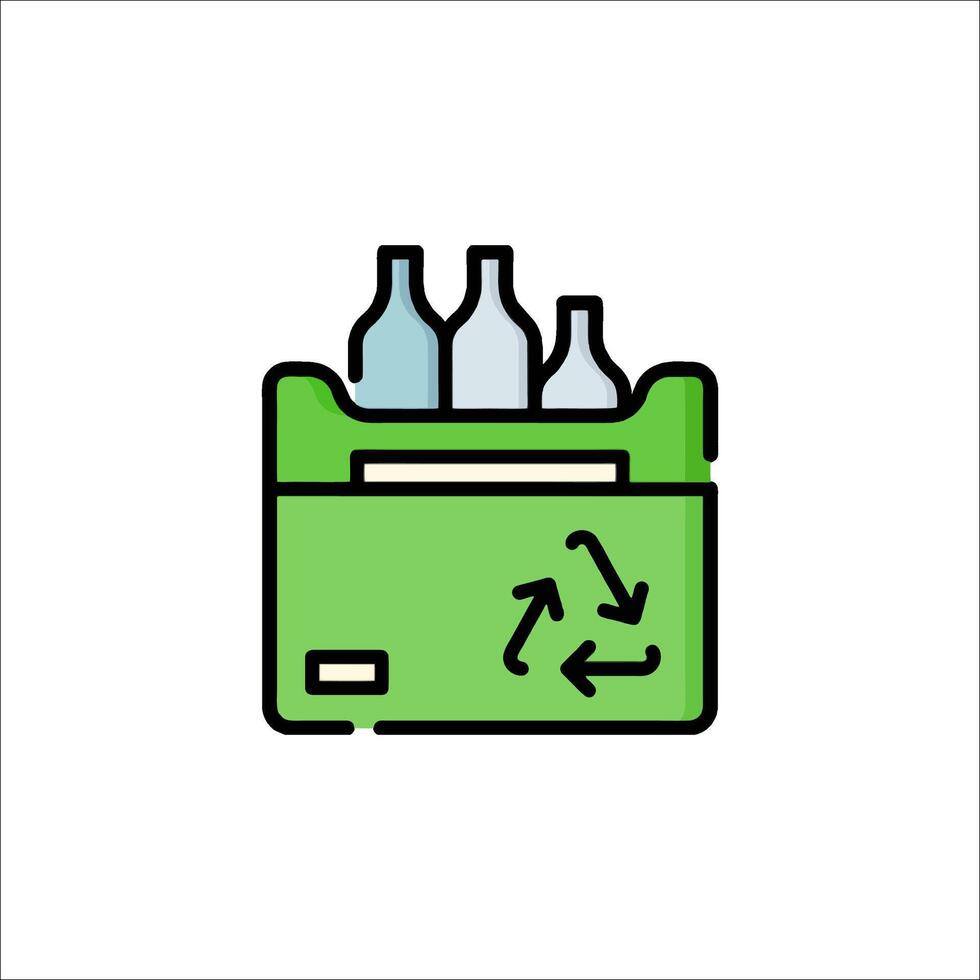 A green box with bottles inside and a green arrow pointing to the right vector