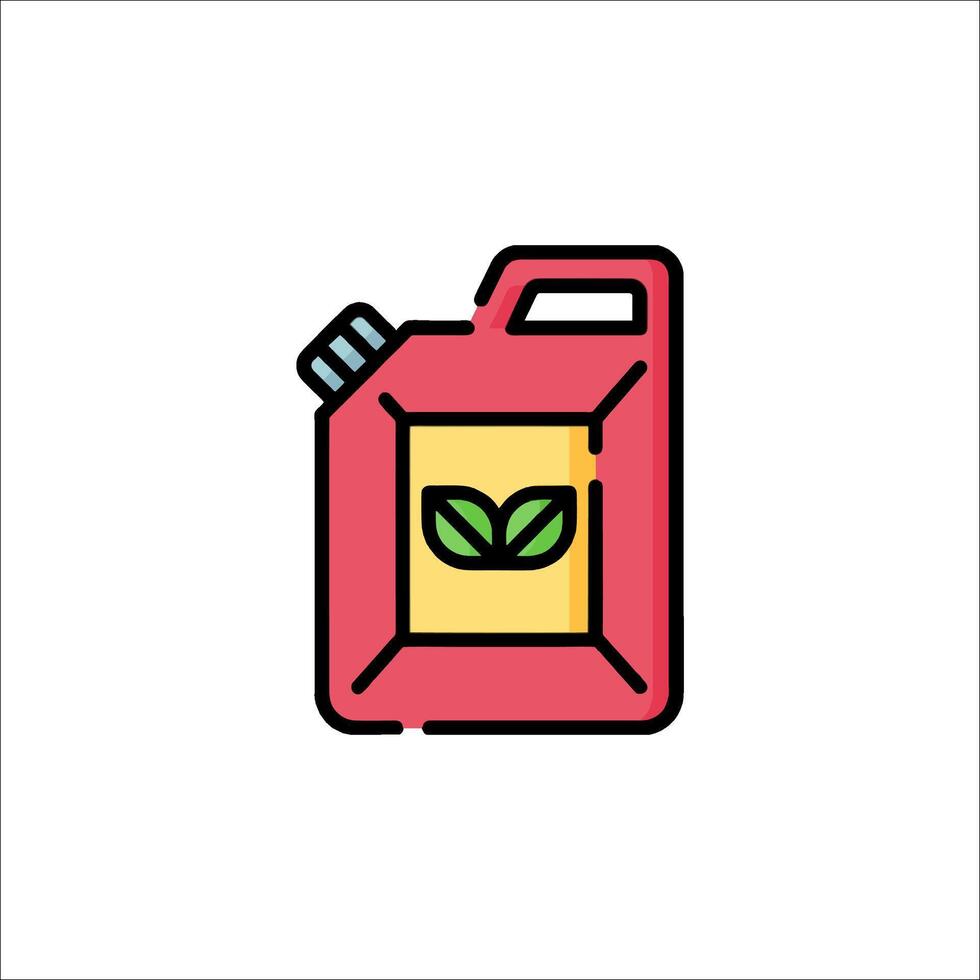 A red and green can of oil with a leaf on it vector