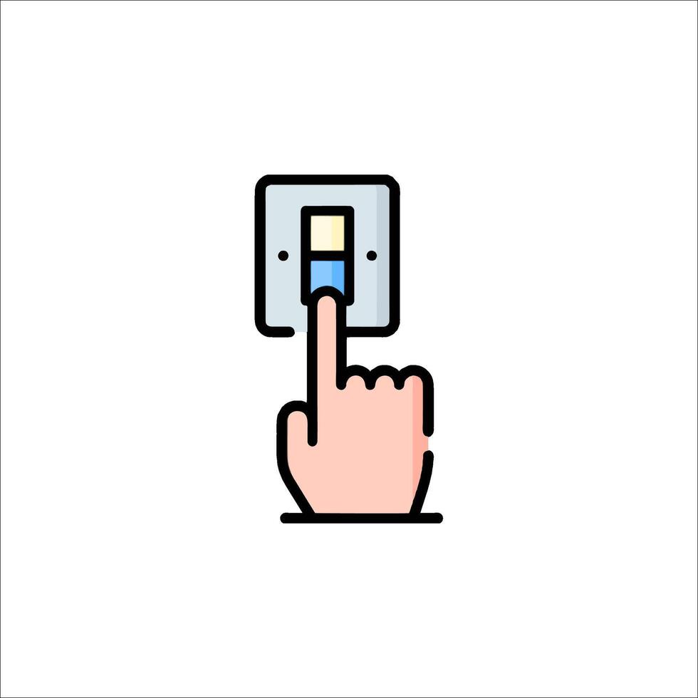 A hand pressing a button on a white background vector