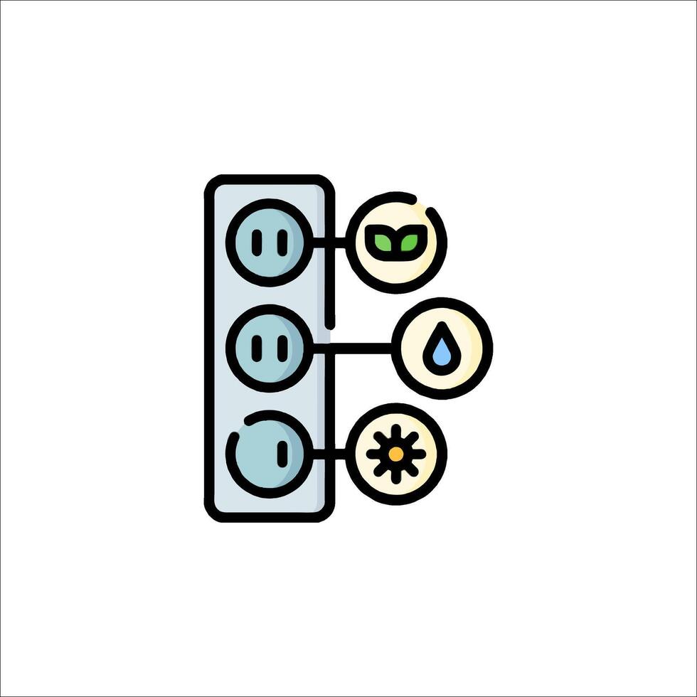 A black and white icon of a power outlet vector