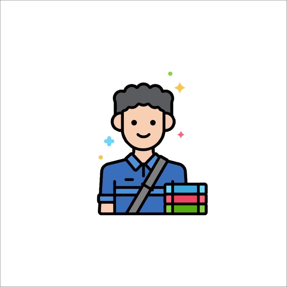 A man with a book bag icon vector