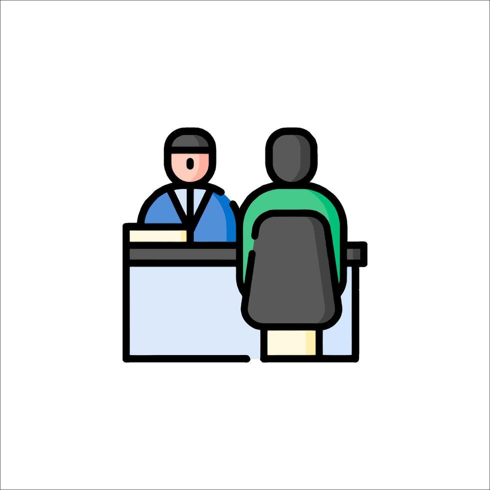 A man and woman are sitting at a desk vector