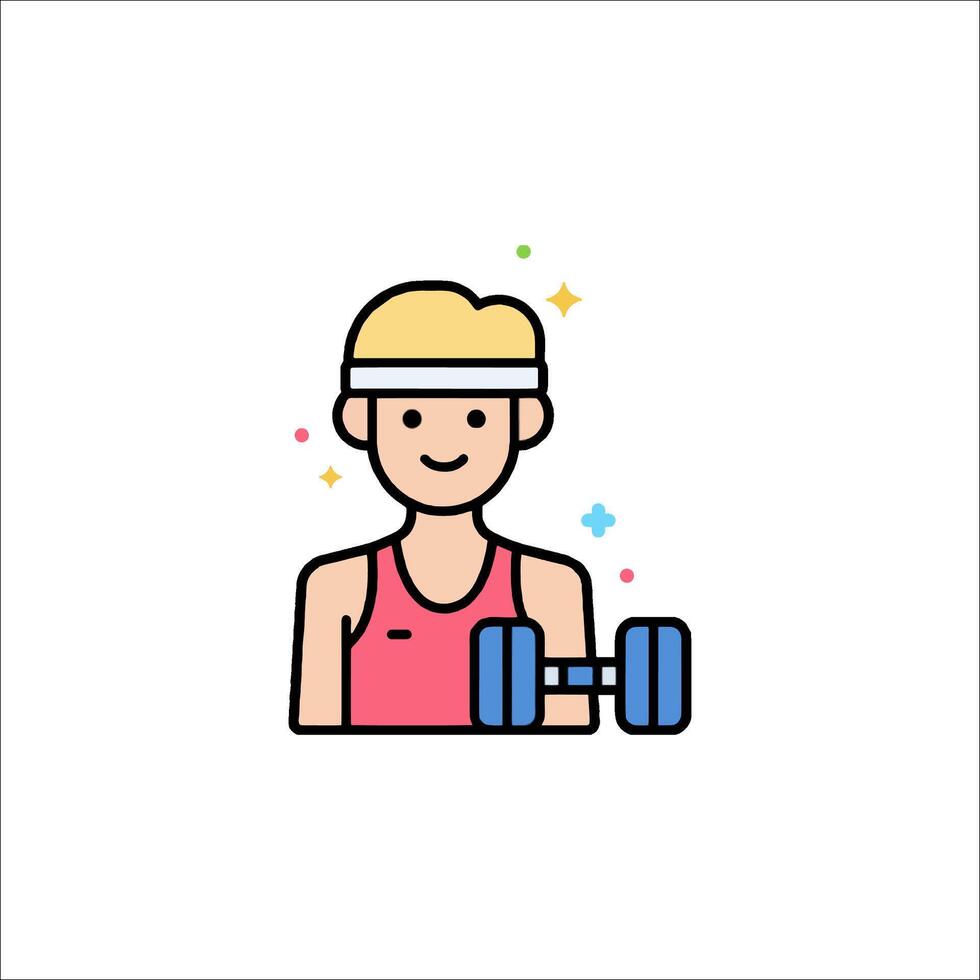 A woman with a dumbbell icon vector