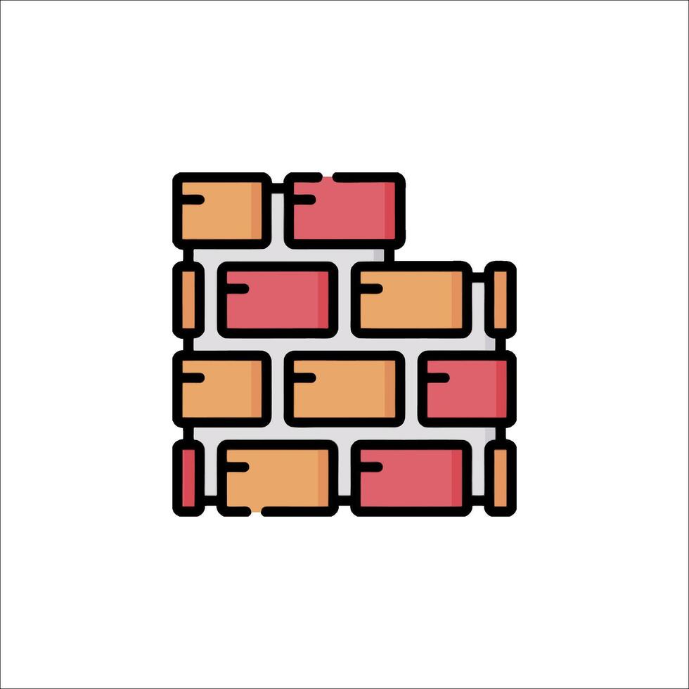 A brick wall icon with a red and orange color scheme vector