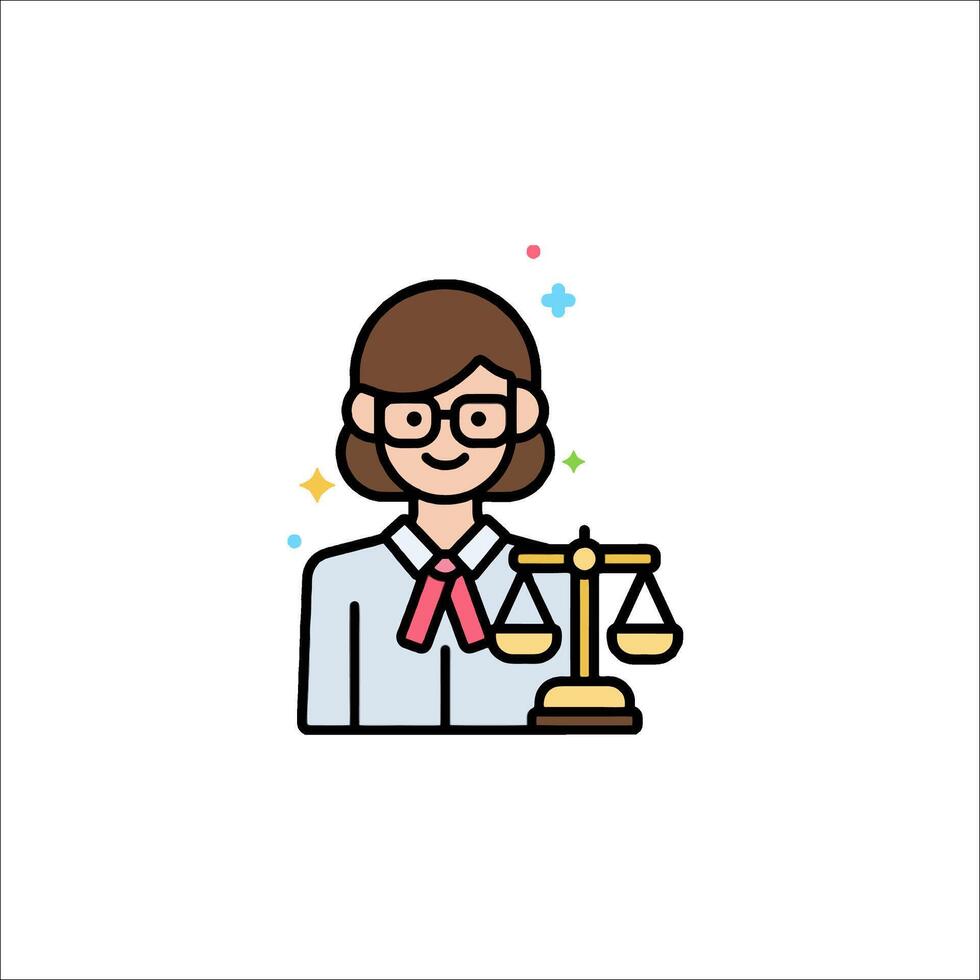 A woman holding a scale of justice icon vector