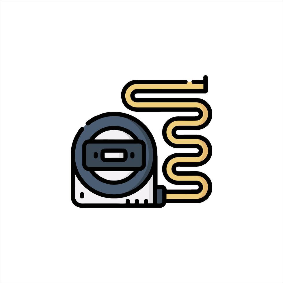 A black and white illustration of a tape measure vector
