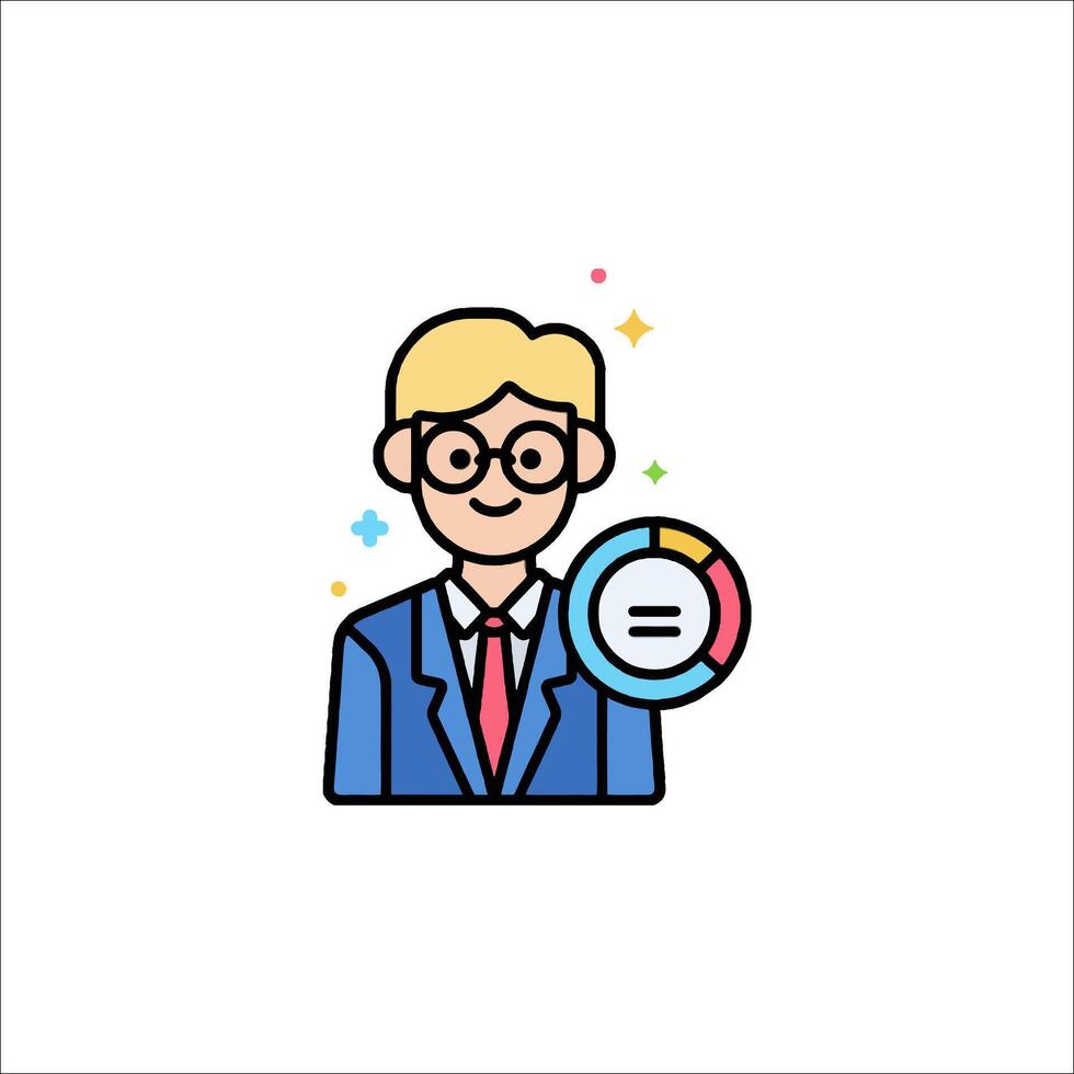 A man in a suit holding a clock icon vector