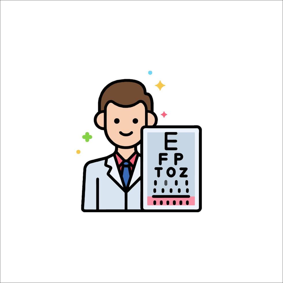 Doctor with eye chart icon vector
