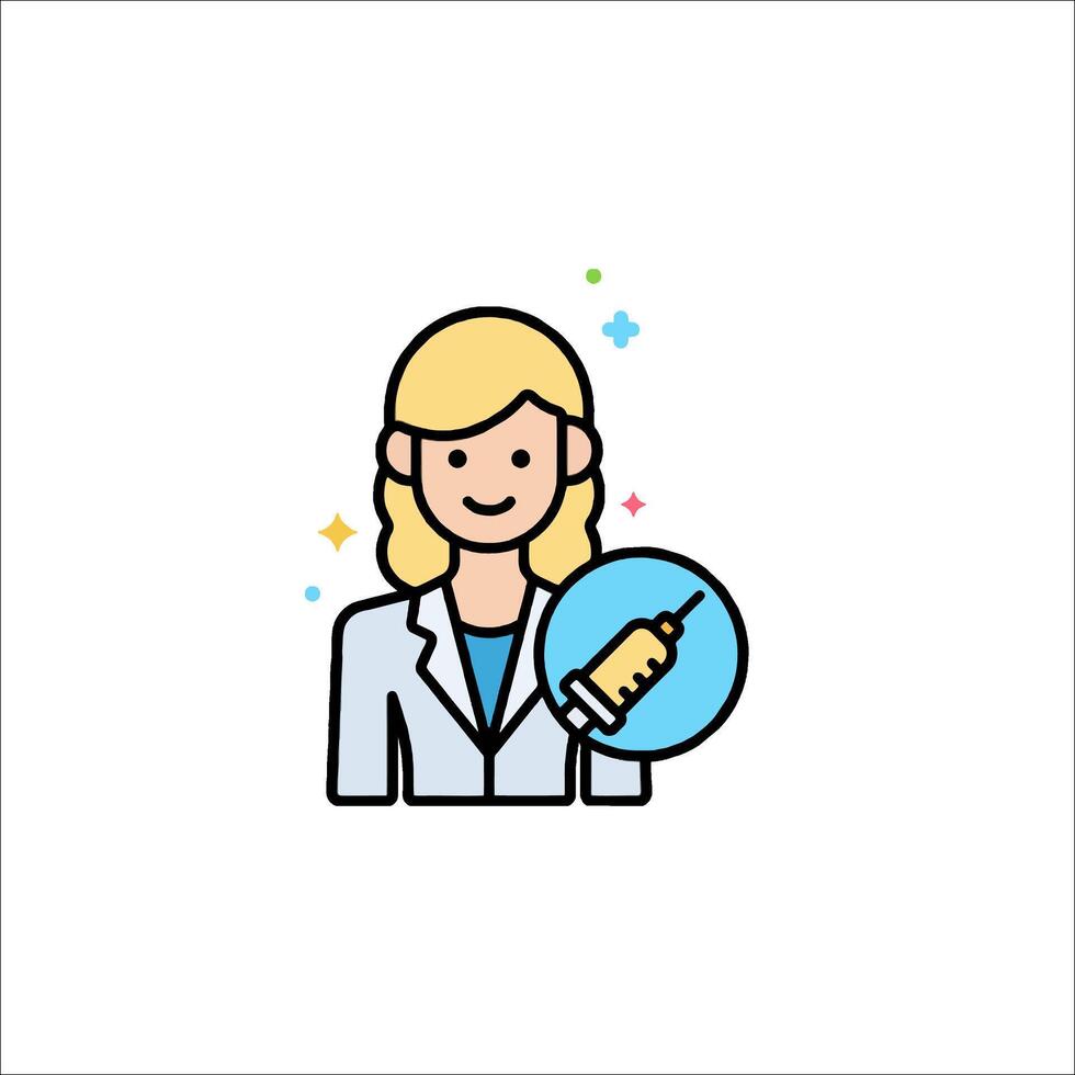 A woman holding a syringe icon vector