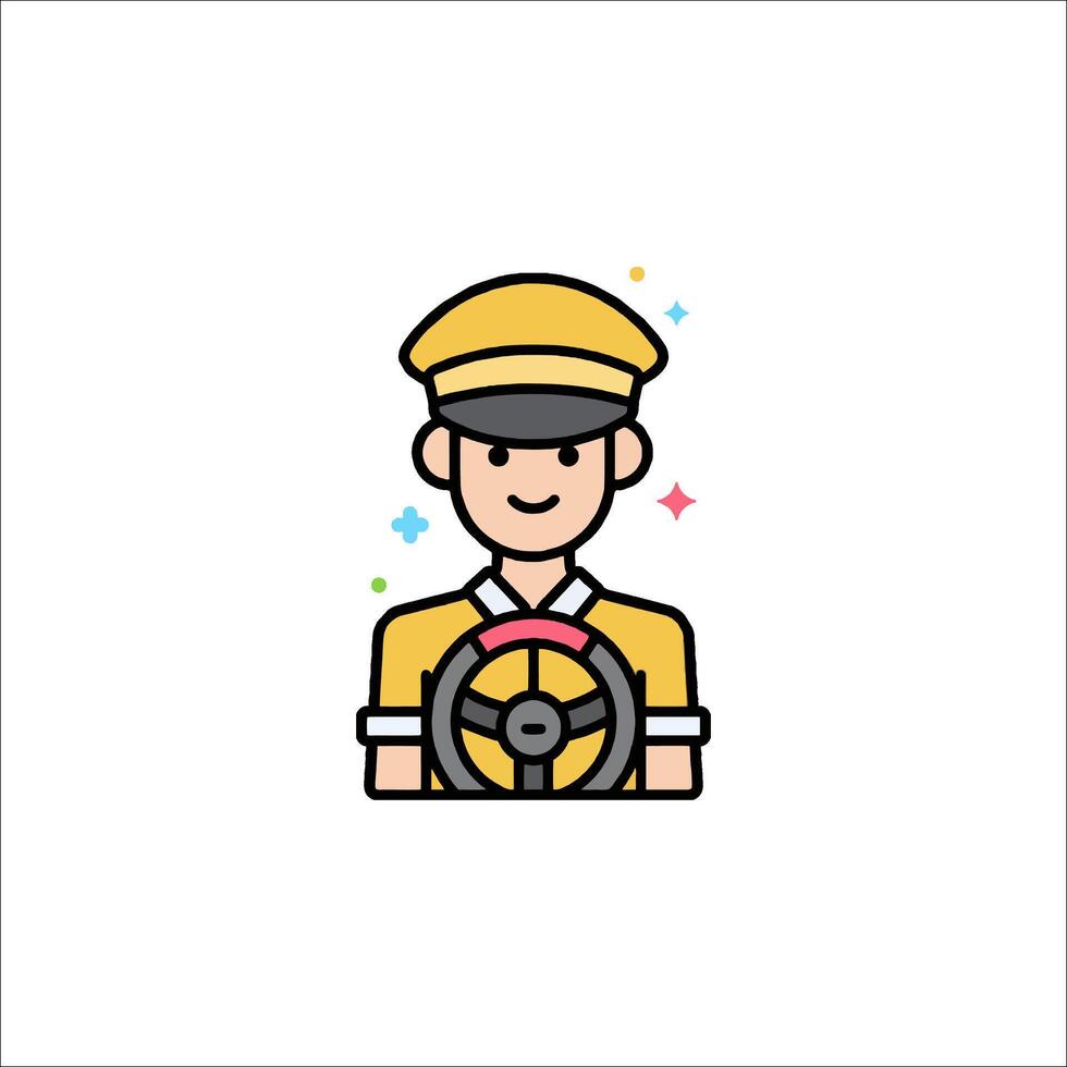 A cartoon character holding a steering wheel vector