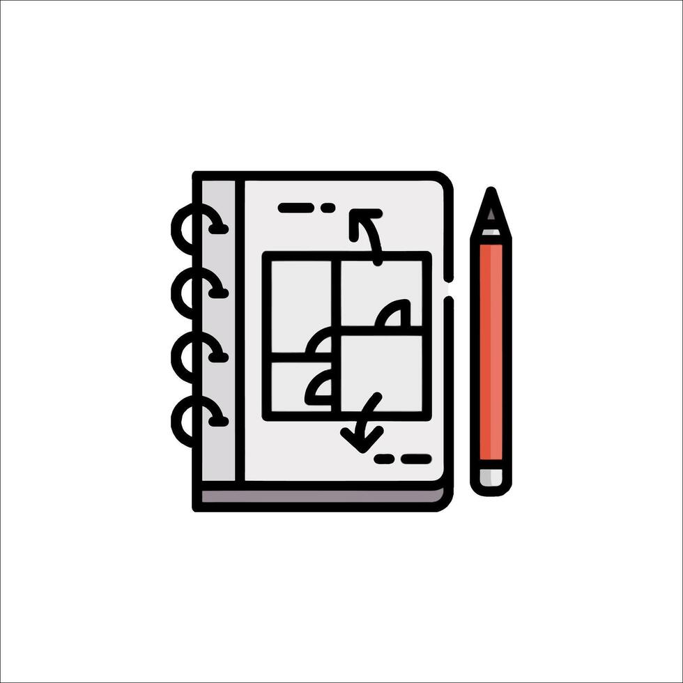 A notebook with a pencil and a piece of paper vector