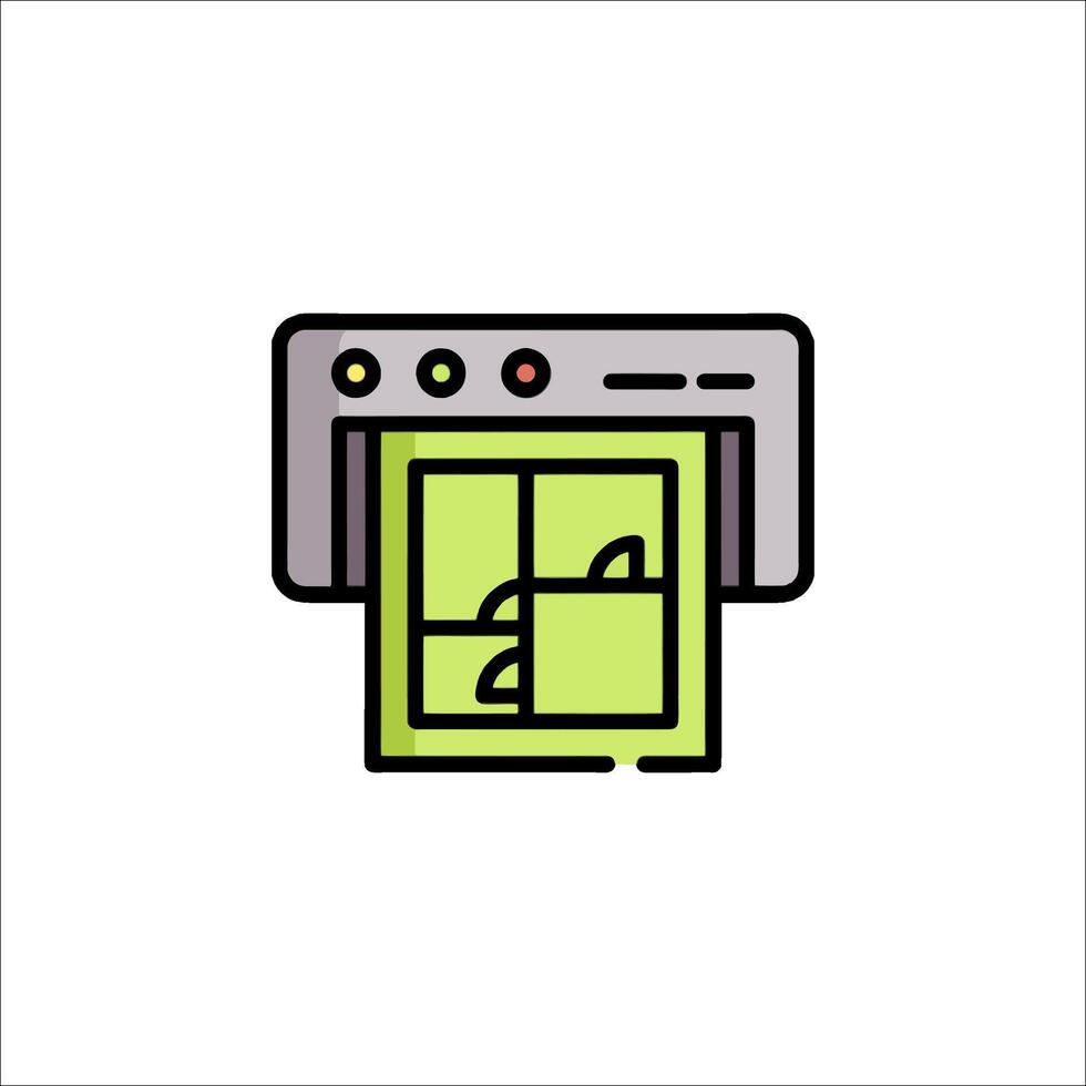 A printer icon with a green background vector