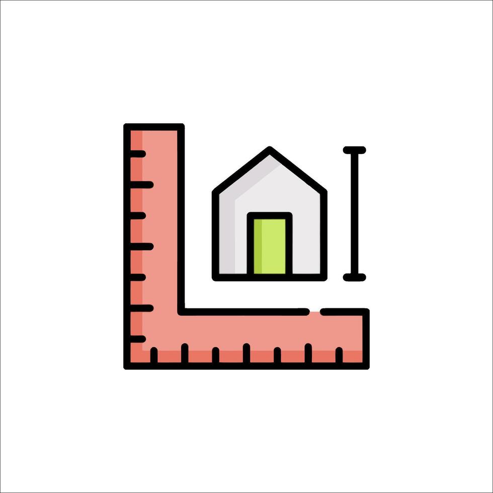 A house and a ruler icon on a white background vector