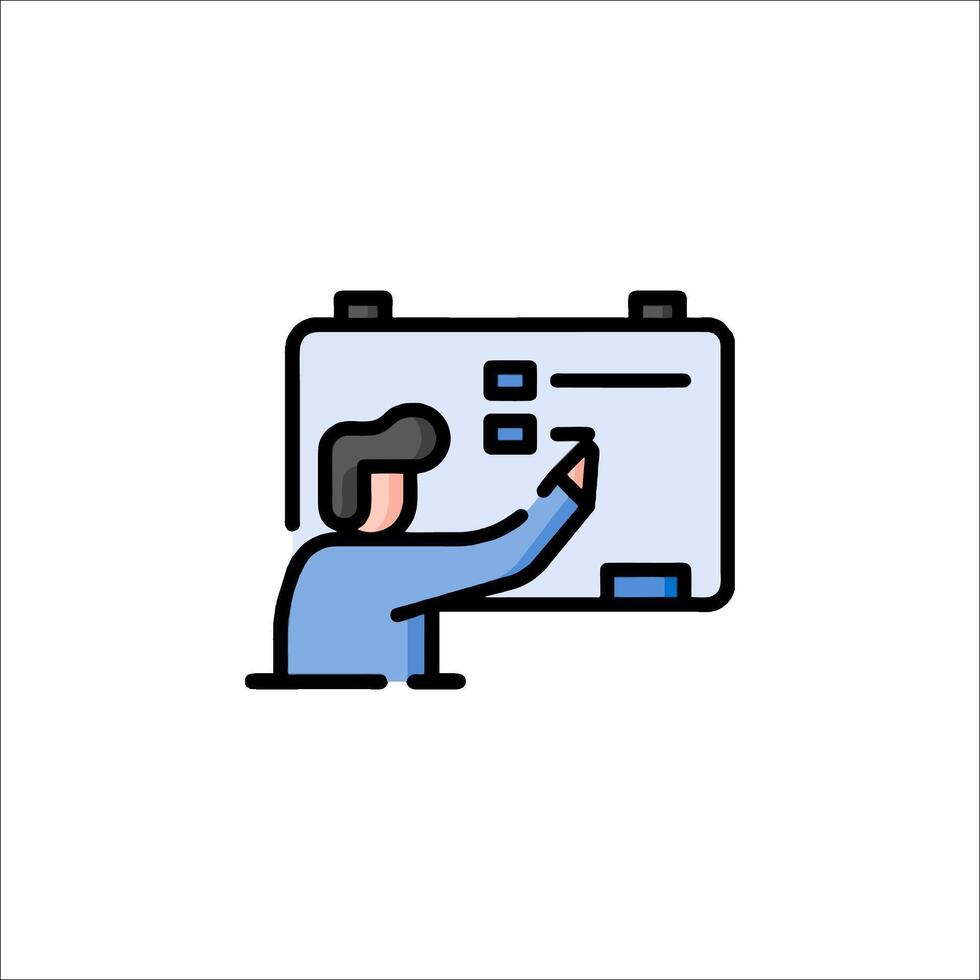 A man pointing to a whiteboard icon vector