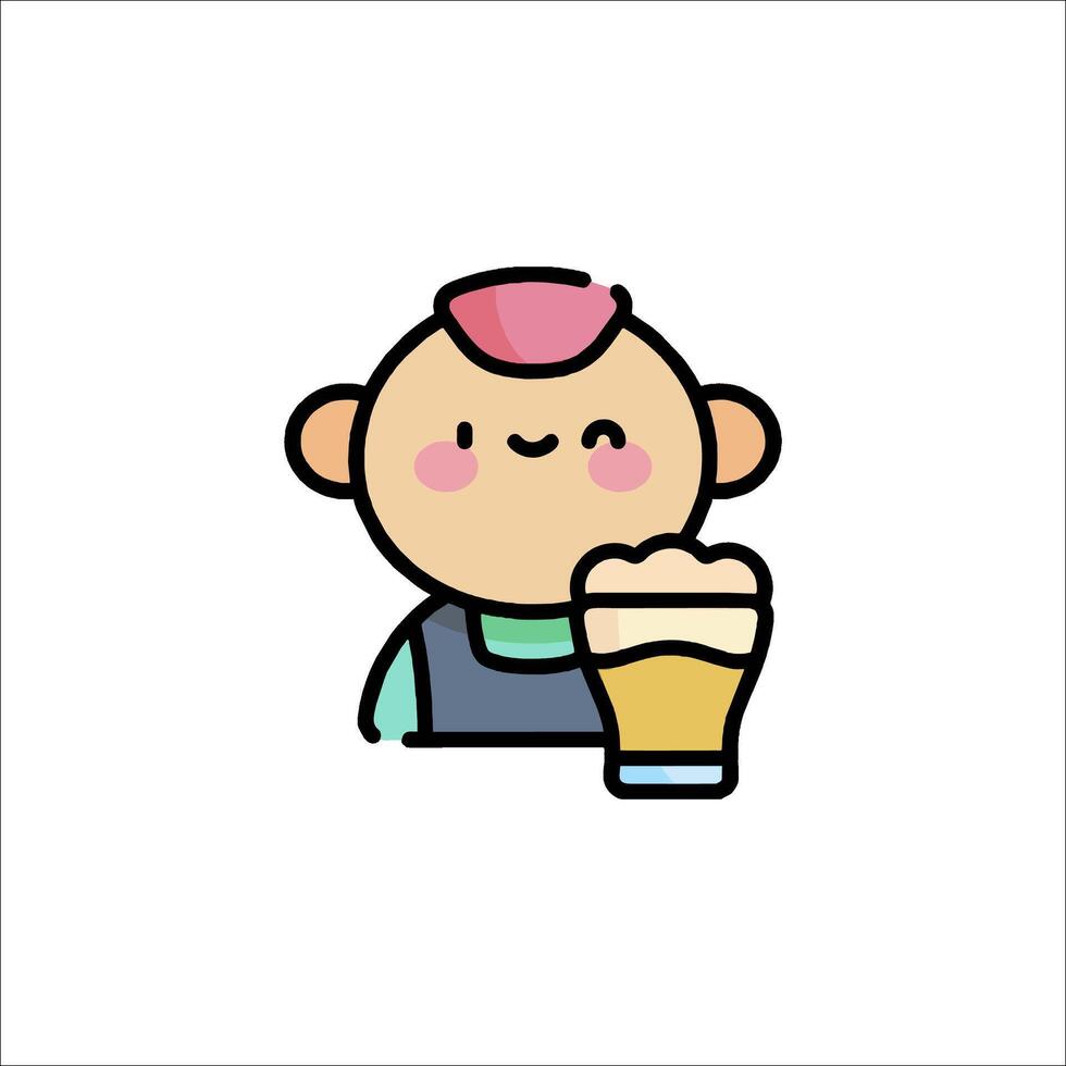A cartoon character holding a beer glass vector