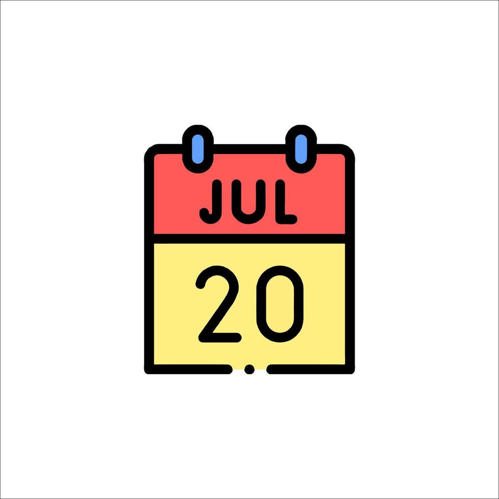 July 20th calendar icon illustration vector