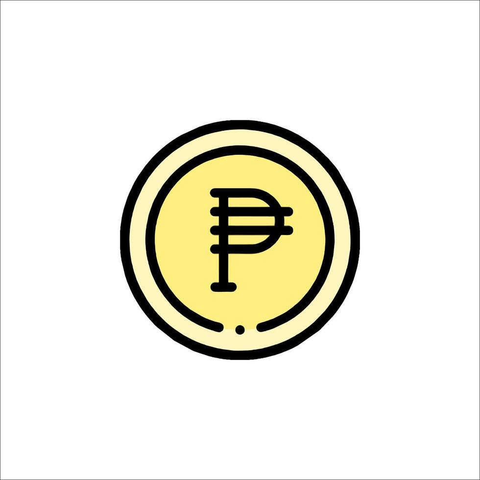 A yellow coin with the letter p on it vector
