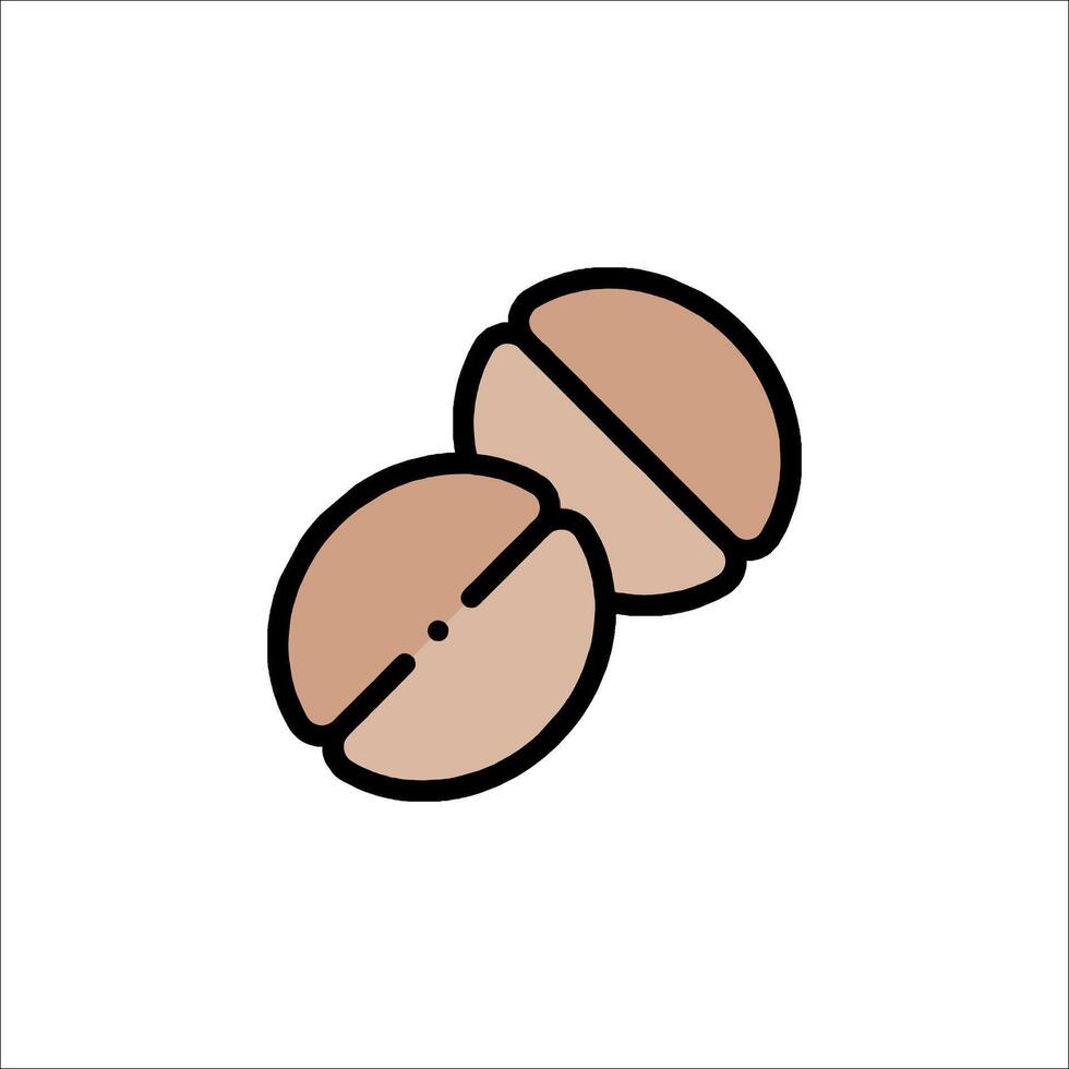 Two nuts are shown in a line drawing vector