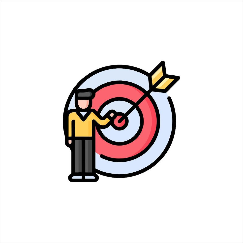 A man is holding an arrow in the center of a target vector