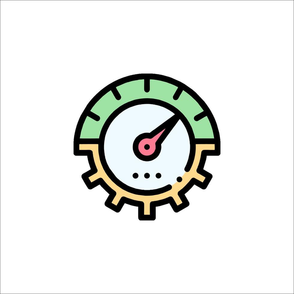 A green and yellow clock icon on a white background vector