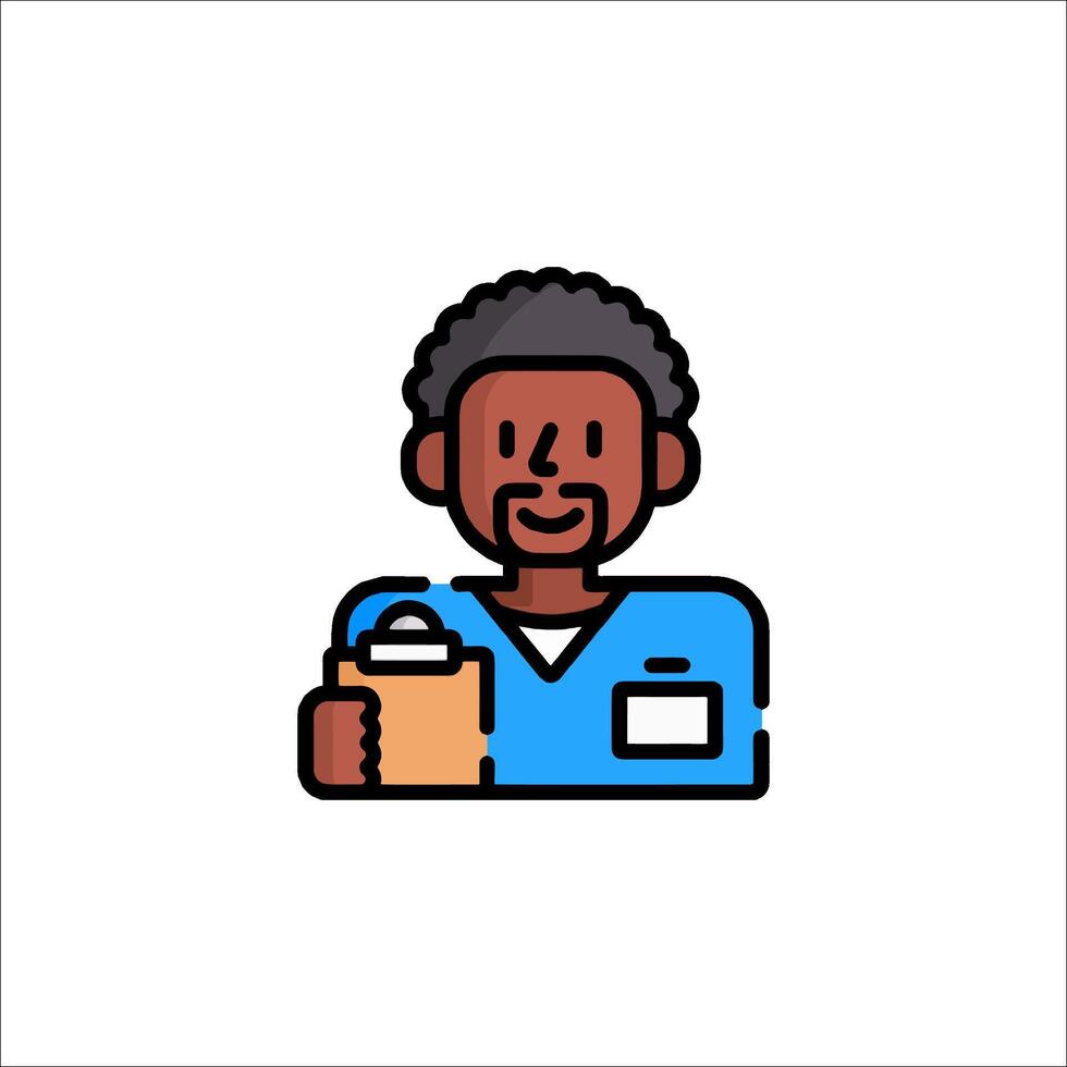 A black man holding a clipboard icon vector