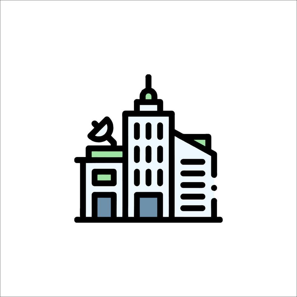 A building icon with a bird on top vector