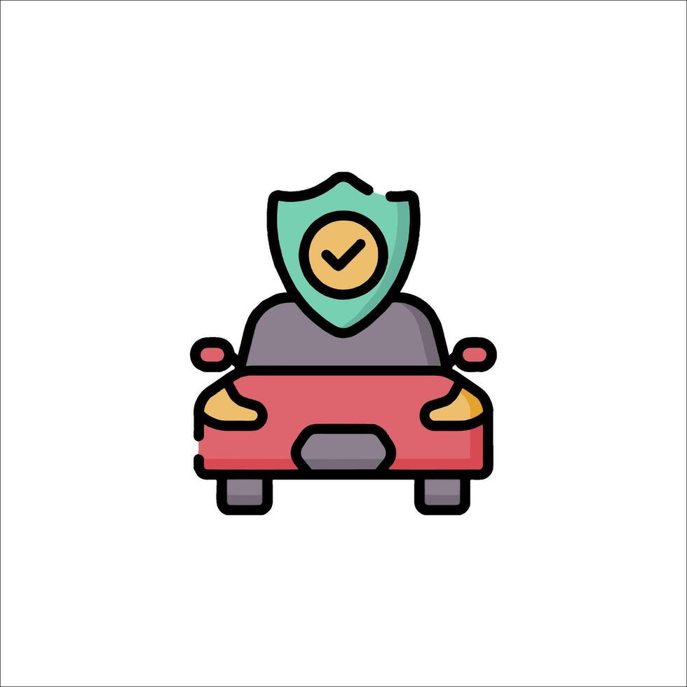 Car with shield icon on white background vector