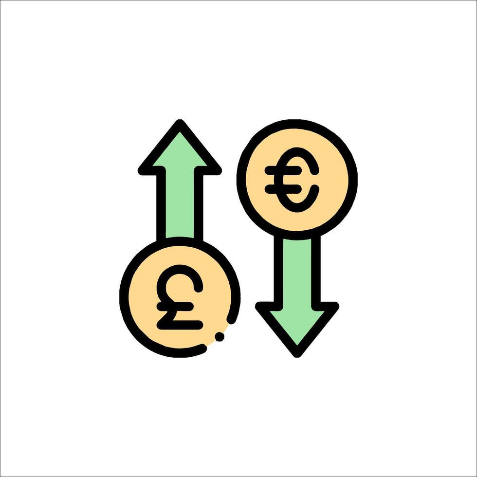 Two arrows pointing up and down with a euro sign vector