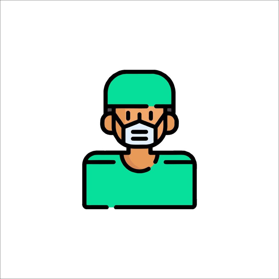 A doctor wearing a surgical mask icon vector