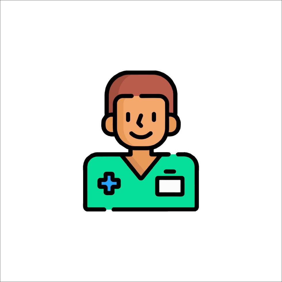 A doctor icon with a green shirt and a stethoscope vector