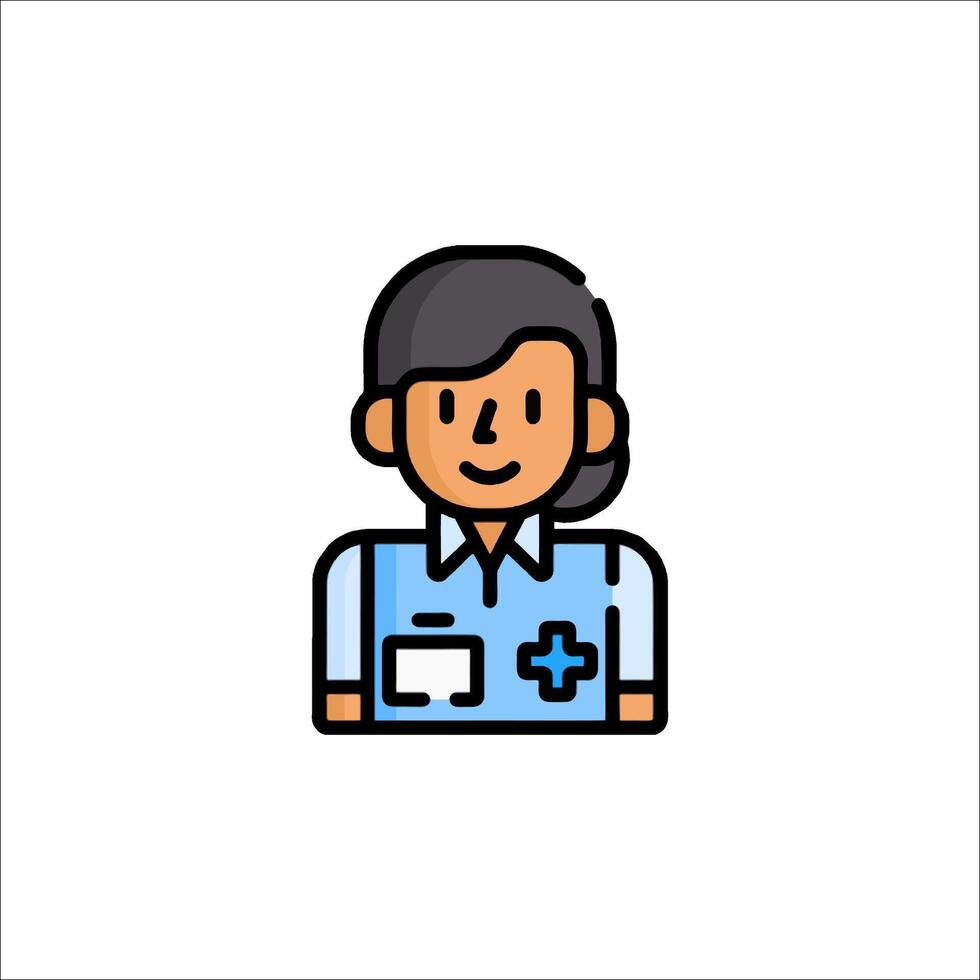 A nurse icon with a blue shirt and a cross vector