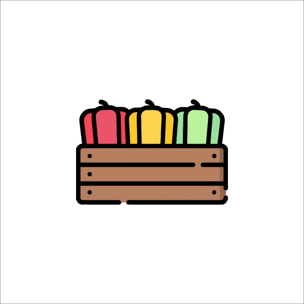 A wooden box with apples in it vector