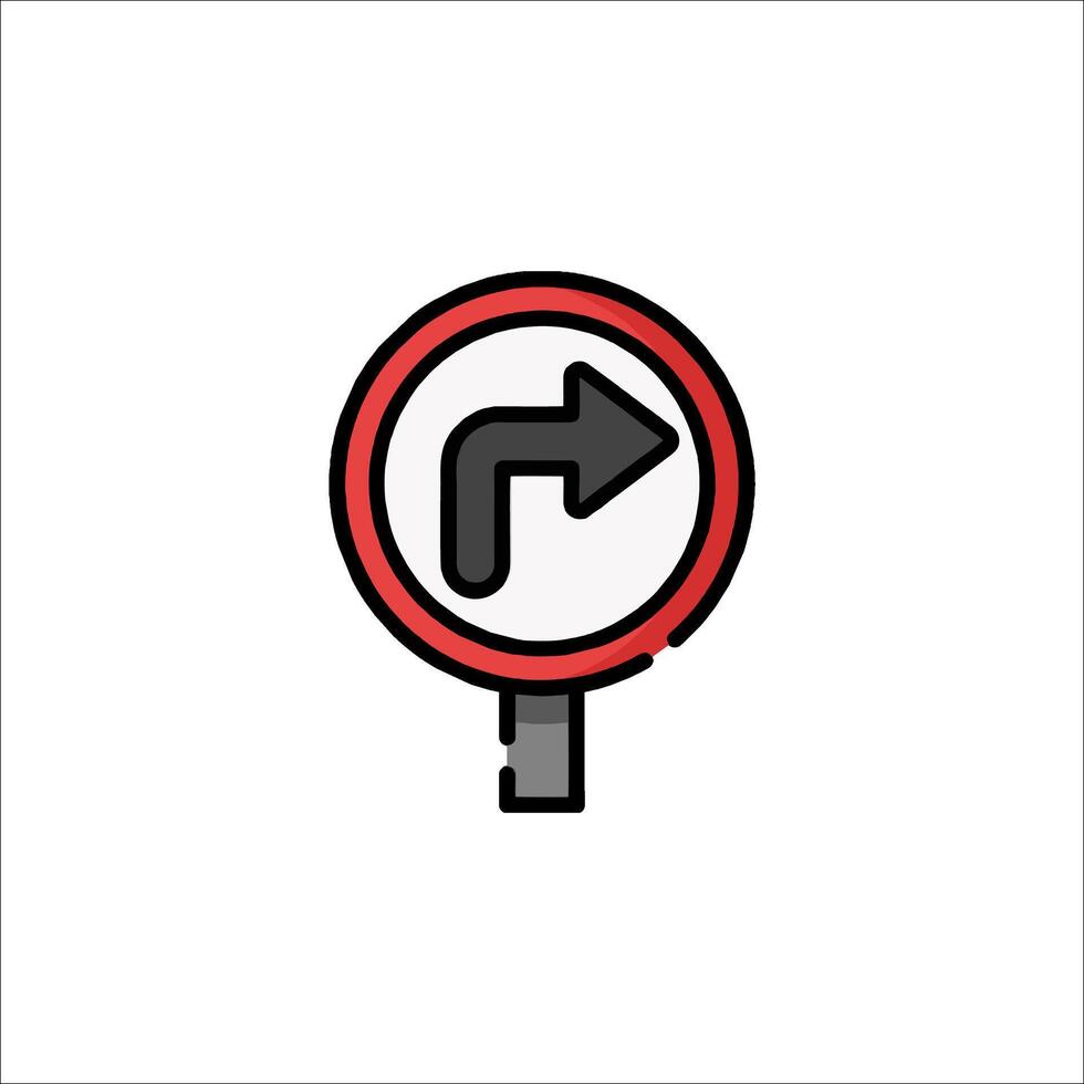 A red and black sign with an arrow pointing in the direction of the right vector