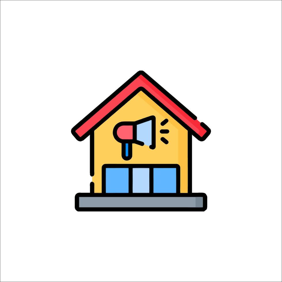 A house with a megaphone icon vector