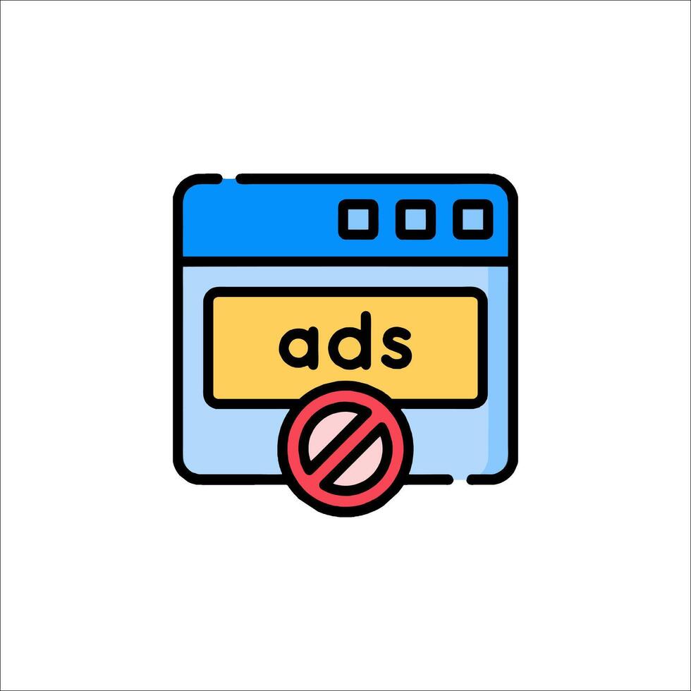 Ads icon with a no ad sign vector
