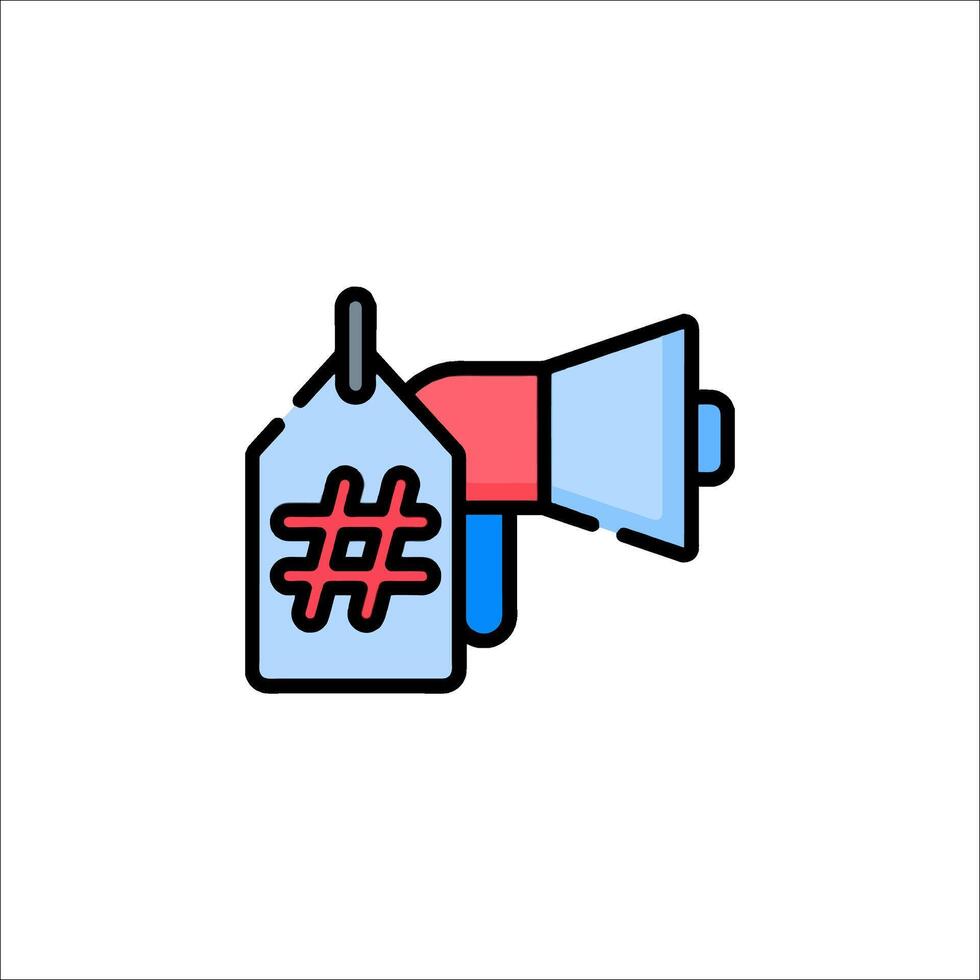 Hashtag icon with megaphone and tag vector
