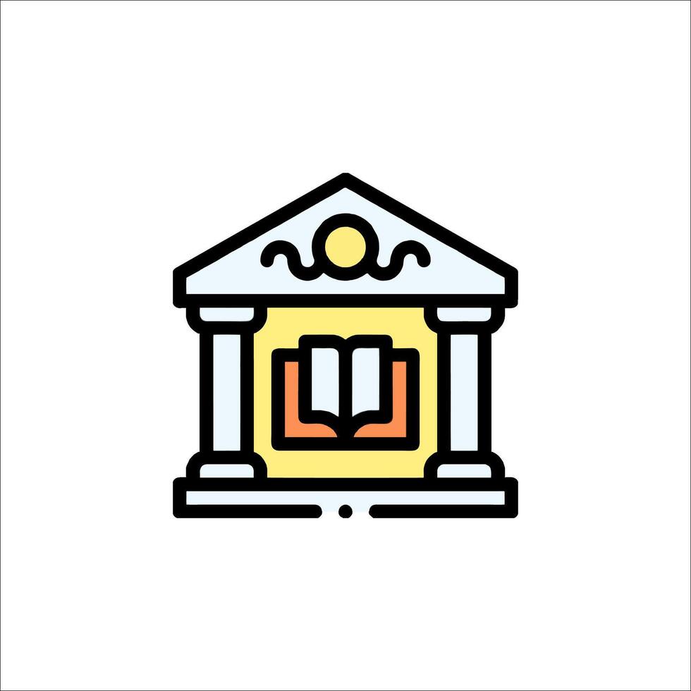 A library icon with a book on top vector