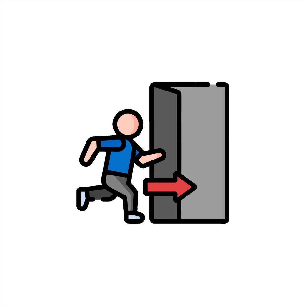 A man is running to open a door with an arrow pointing to it vector