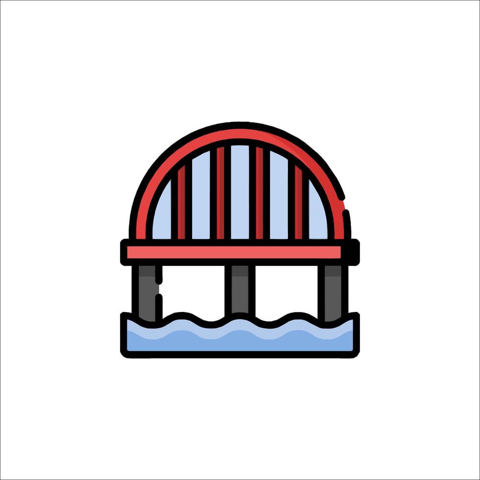 A bridge over water icon vector